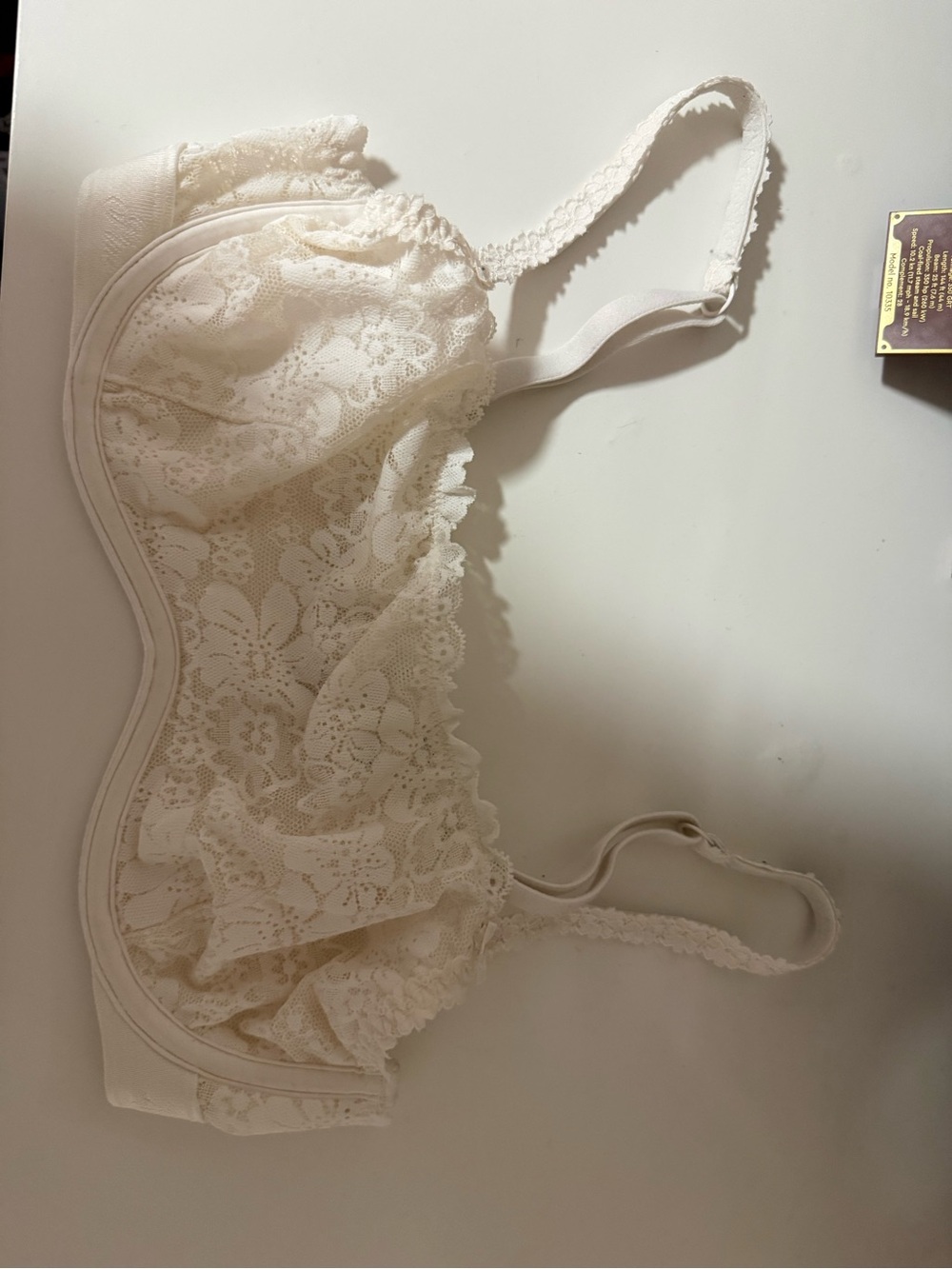 PINK Victoria's Secret Cream Lace Ruffle Bralette